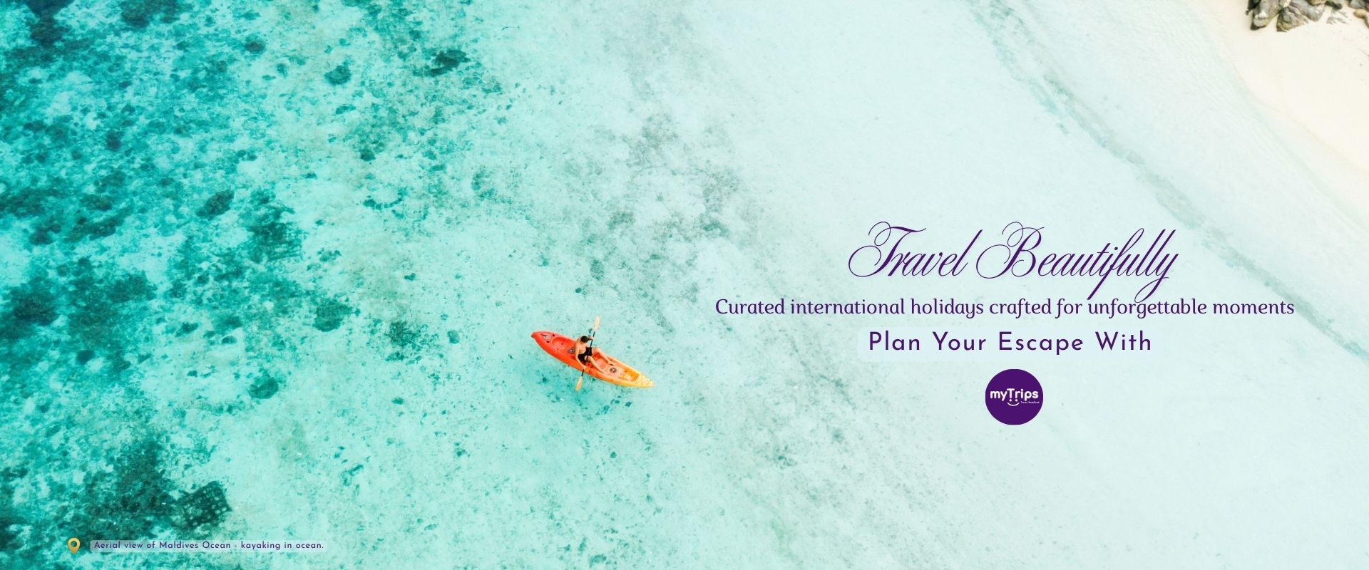 Aerial view of Maldives Ocean - kayaking in ocean.