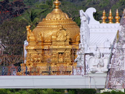 Golden Vimanam of Sri Venkateswara Swamy Temple in Tirumala showcasing intricate temple architecture